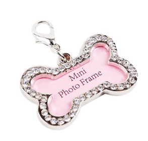 Bone Shaped Rhinestone ID Tag