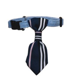 Gentleman Deep Blue Stripe Neck Tie Collar Adjustable 6-11 Inches