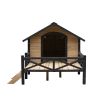 Outdoor Cabin Style Dog House with Porch