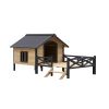 Outdoor Cabin Style Dog House with Porch