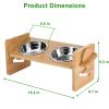 Bamboo Raised Bowl Set with 4 Adjustable Heights, 2 Stainless Steel Bowls