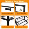 Raised Feeder Dog Bowl Set, 4.1 to 12.4in Adjustable Height, Bell and Name Plate Included