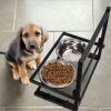 Raised Feeder Dog Bowl Set, 4.1 to 12.4in Adjustable Height, Bell and Name Plate Included