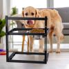 Raised Feeder Dog Bowl Set, 4.1 to 12.4in Adjustable Height, Bell and Name Plate Included