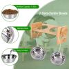 Bamboo Raised Bowl Set with 4 Adjustable Heights, 2 Stainless Steel Bowls