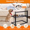 Raised Feeder Dog Bowl Set, 4.1 to 12.4in Adjustable Height, Bell and Name Plate Included