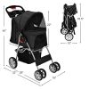 Foldable 4-Wheel Pet Stroller with Storage Basket